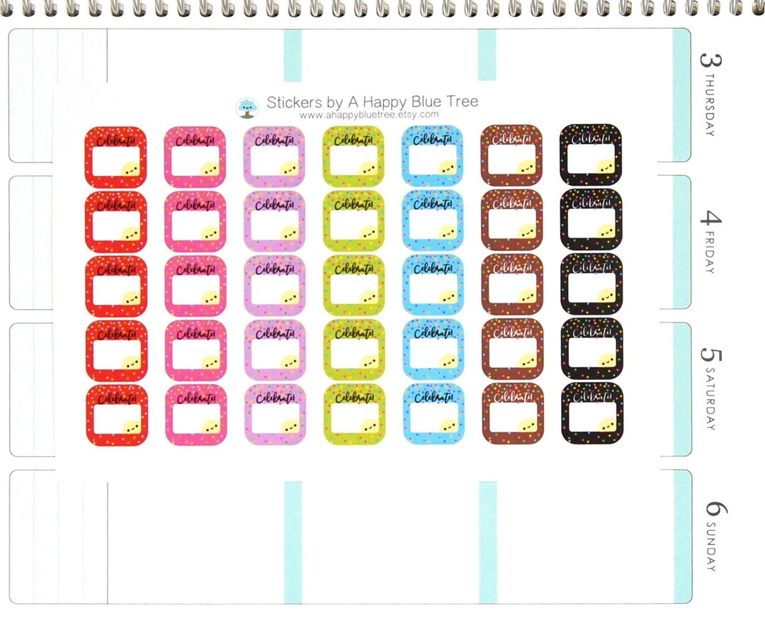 Happy Celebrate Write in Square Reminder Tracker Cute Kawaii Planner ...