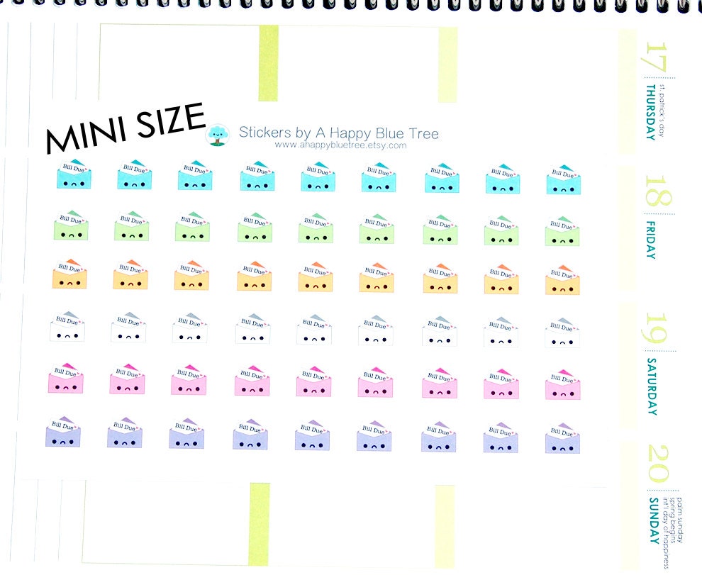 MINI Happy or Sad Bill Due Tracker Reminder Cute Kawaii Personal Plan…