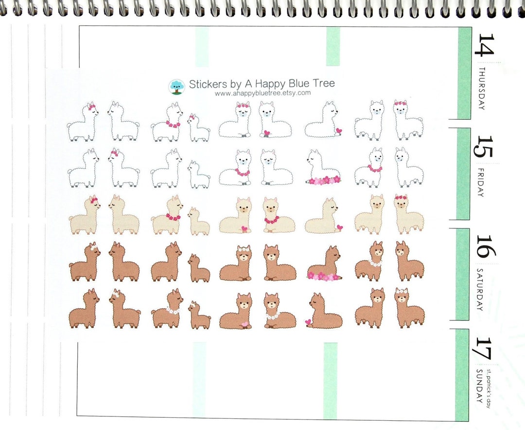 Happy Llama Themed Stickers Erin Condren Life Planner ECLP Mambi ...