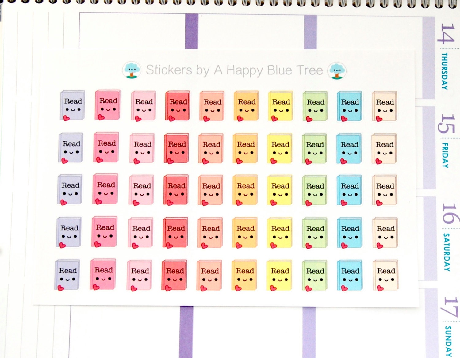 Happy Book Read Tracker Reminder Cute Kawaii Planner Stickers Erin ...