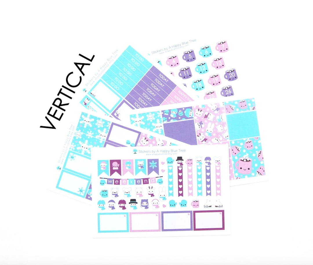 Happy Snowman Winter Sticker Set Vertical Erin Condren Life Planner ...
