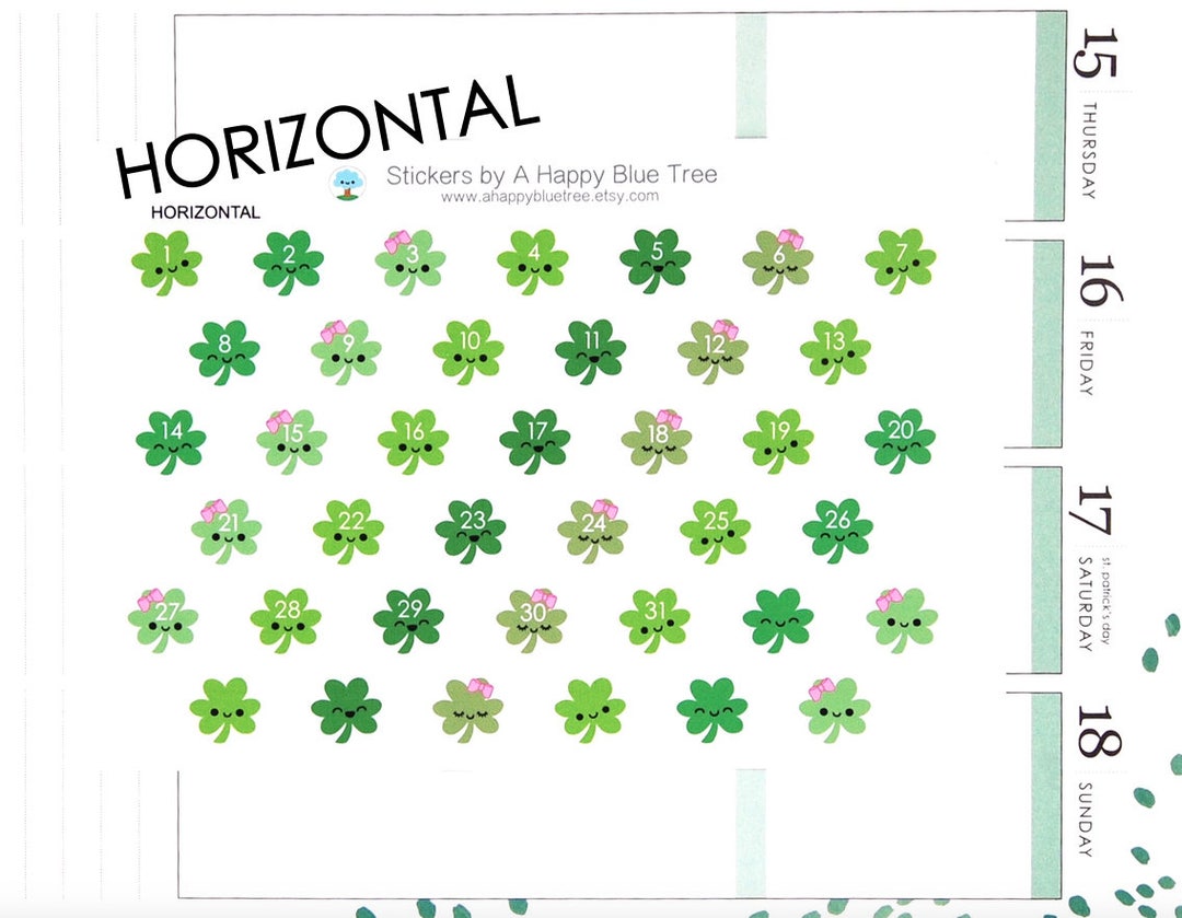 Happy Clover St Patrick's Day Date Dots Covers for HORIZONTAL Erin ...