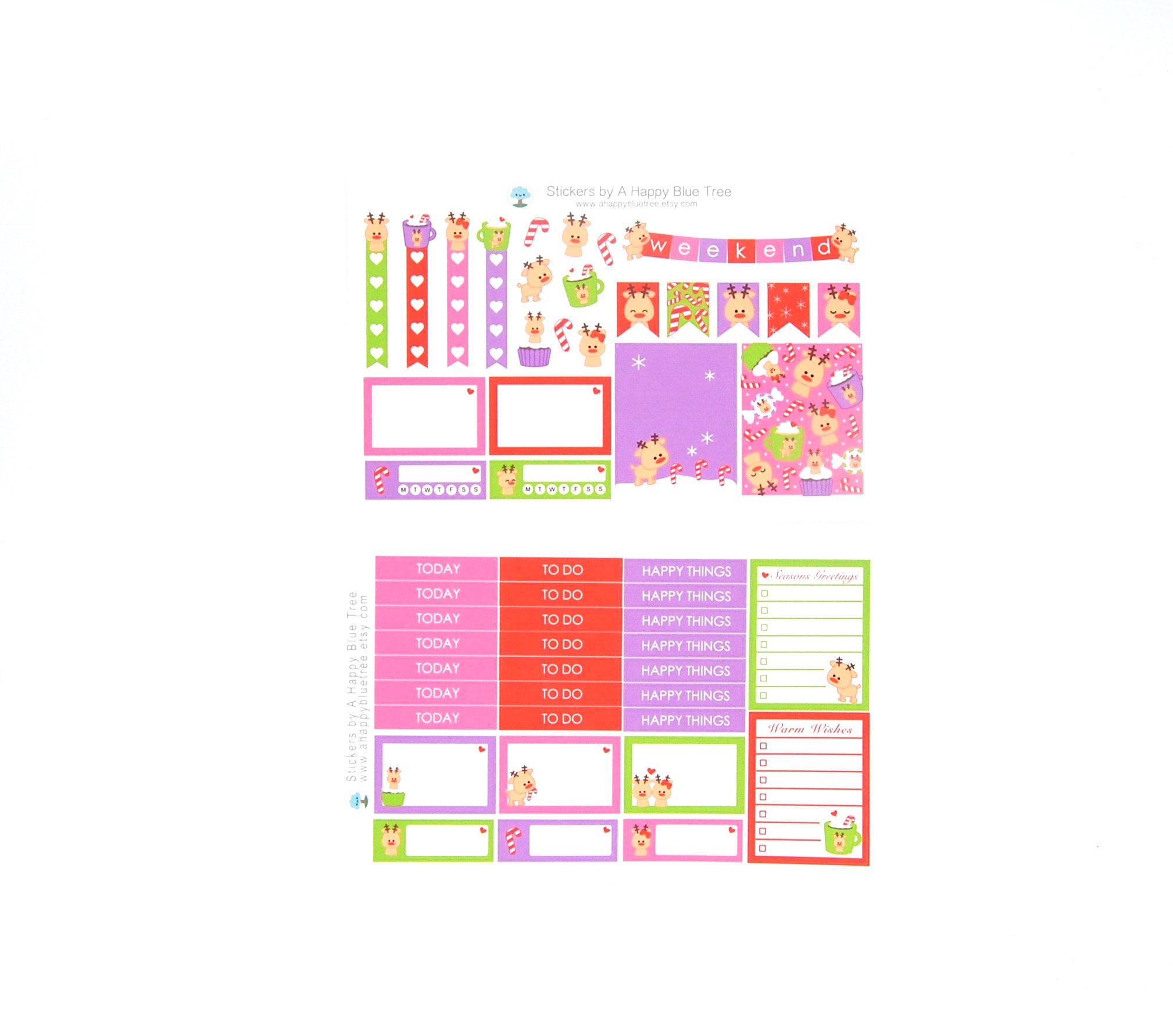 Happy Winter Reindeer Sticker Set VERTICAL Erin Condren Life Planner ...