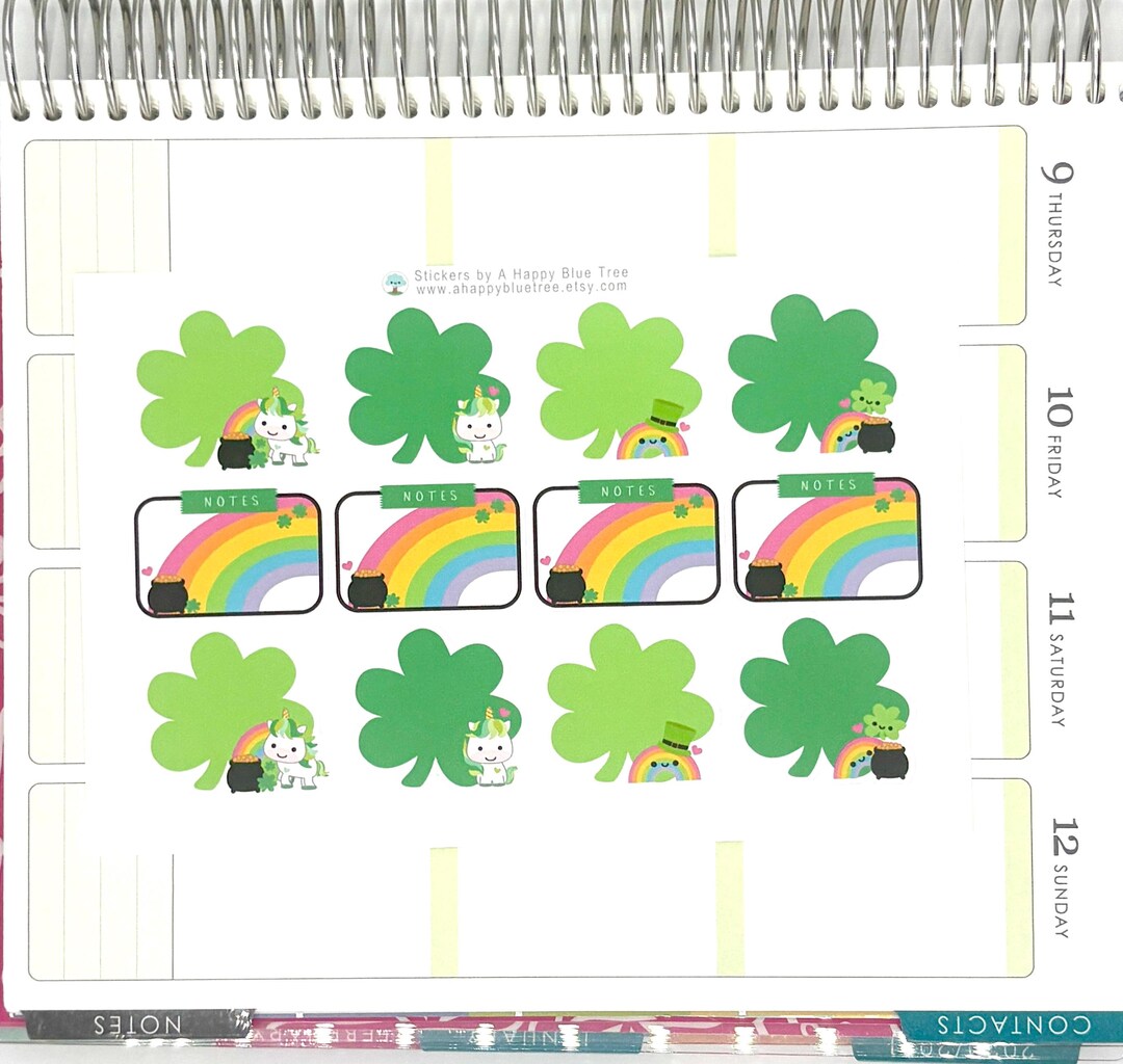 Happy St Patrick's Day Clover Full Box Stickers Erin Condren Life ...