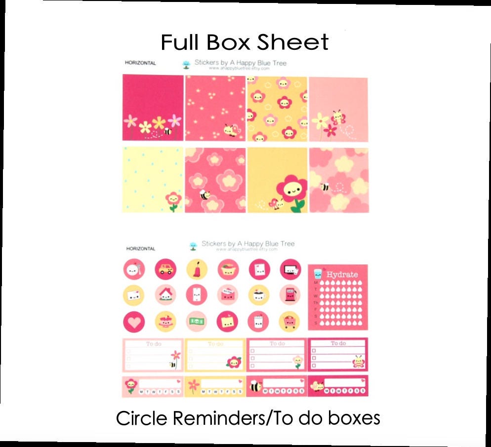 Happy Spring Sticker Set HORIZONTAL Erin Condren Life Planner ECLP ...