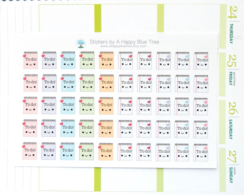 Happy to Do List Reminder Tracker Cute Kawaii Planner Stickers for Erin ...