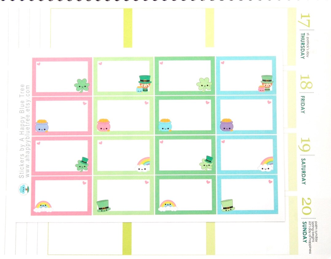 Happy St Patrick's Day Half Box Stickers Erin Condren Life Planner ECLP ...