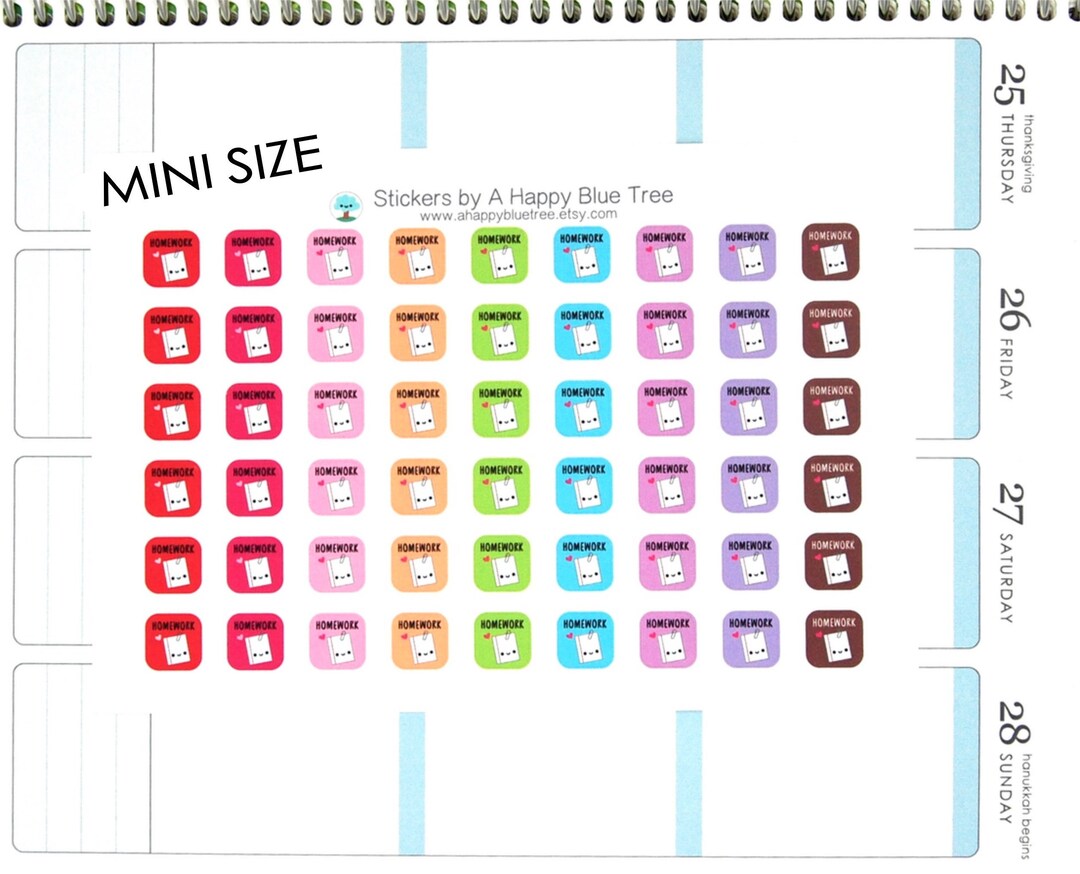 MINI Happy Homework Square Reminder Tracker Cute Kawaii Planner ...