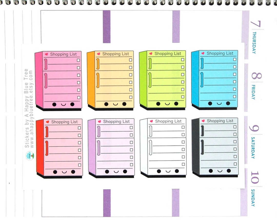 Happy Refrigerator List Full Box Tracker Reminder Cute Kawaii Planner ...