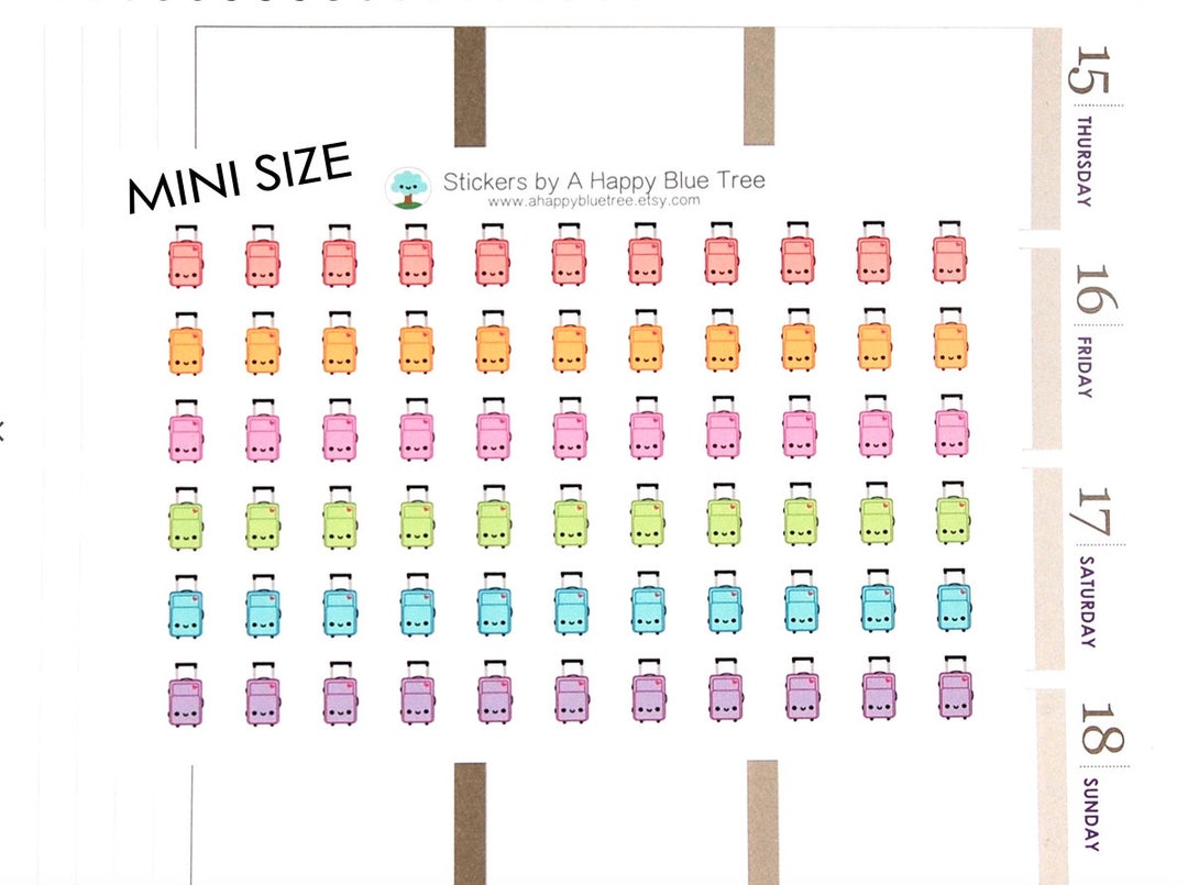 MINI Happy Luggage Suitcase Reminder Cute Kawaii Planner Stickers Erin ...