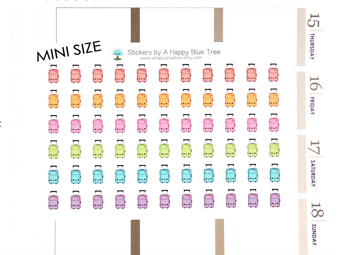 MINI Happy Luggage Suitcase Reminder Cute Kawaii Planner Stickers Eri…