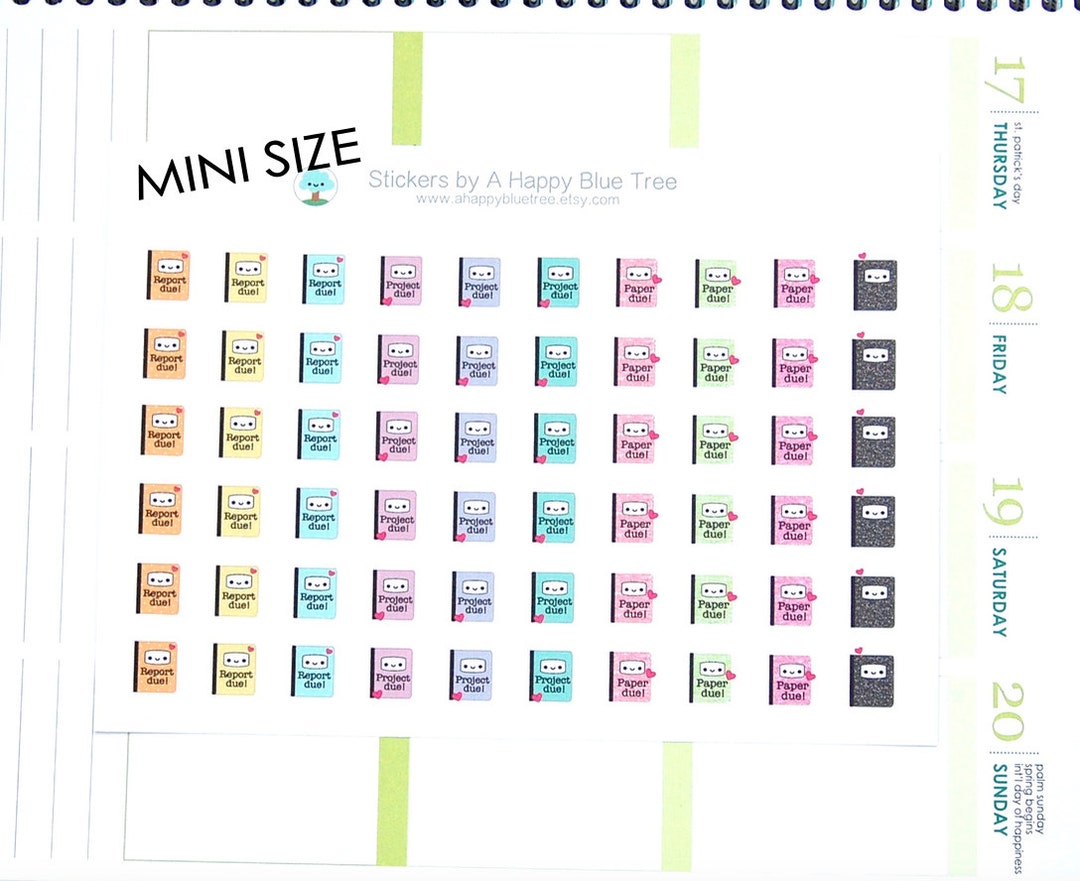 MINI Happy Report Due Reminder Tracker Cute Kawaii Planner Stickers ...