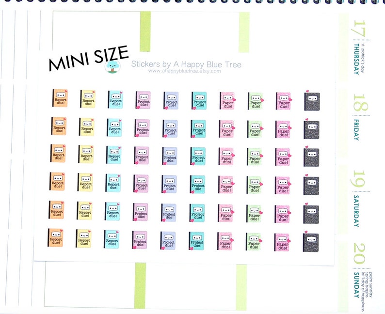 MINI Happy Report Due Reminder Tracker Cute Kawaii Planner Stickers Erin Condren Midori Personal A5 Mambi Kikkik Funny Project Paper School image 1