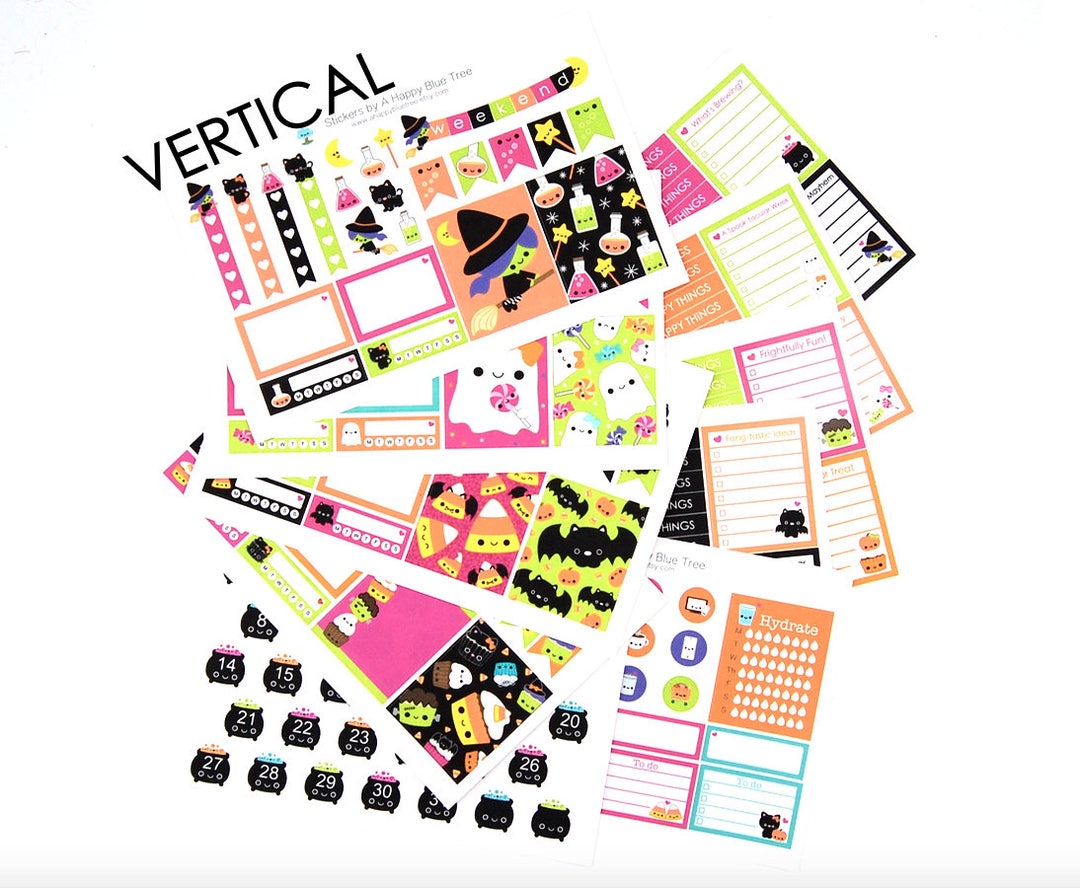 Happy Halloween Treats Sticker Set of 10 VERTICAL Erin Condren Life ...