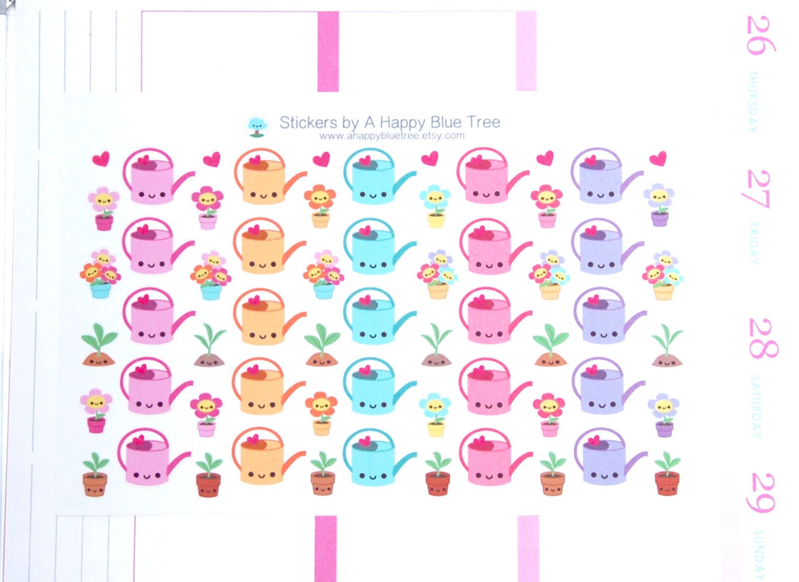 Happy Watering Can Reminder Tracker Cute Kawaii Planner Stickers Erin ...