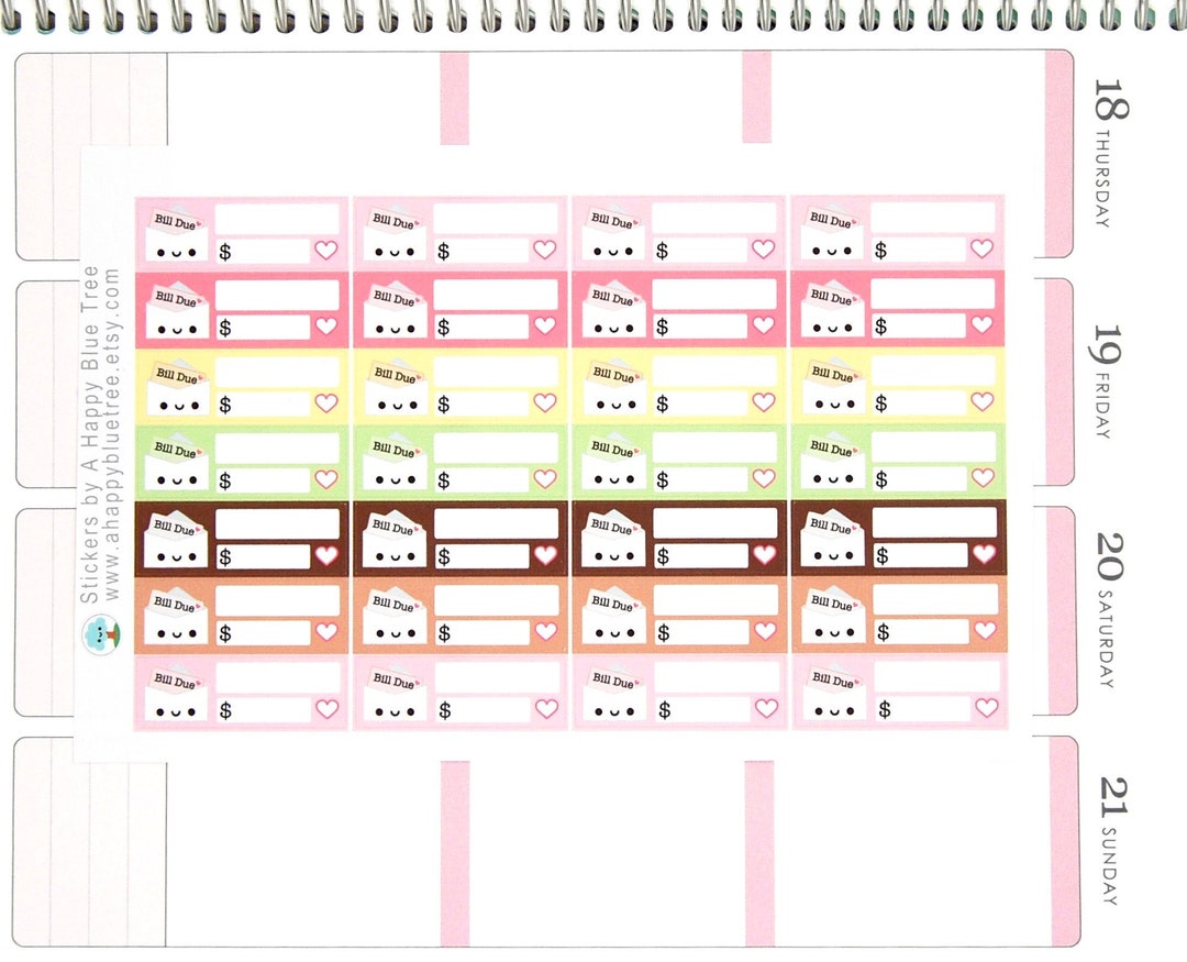 Happy Bill Due (DONUT Friends Colors) Reminder Label Cute Kawaii ...
