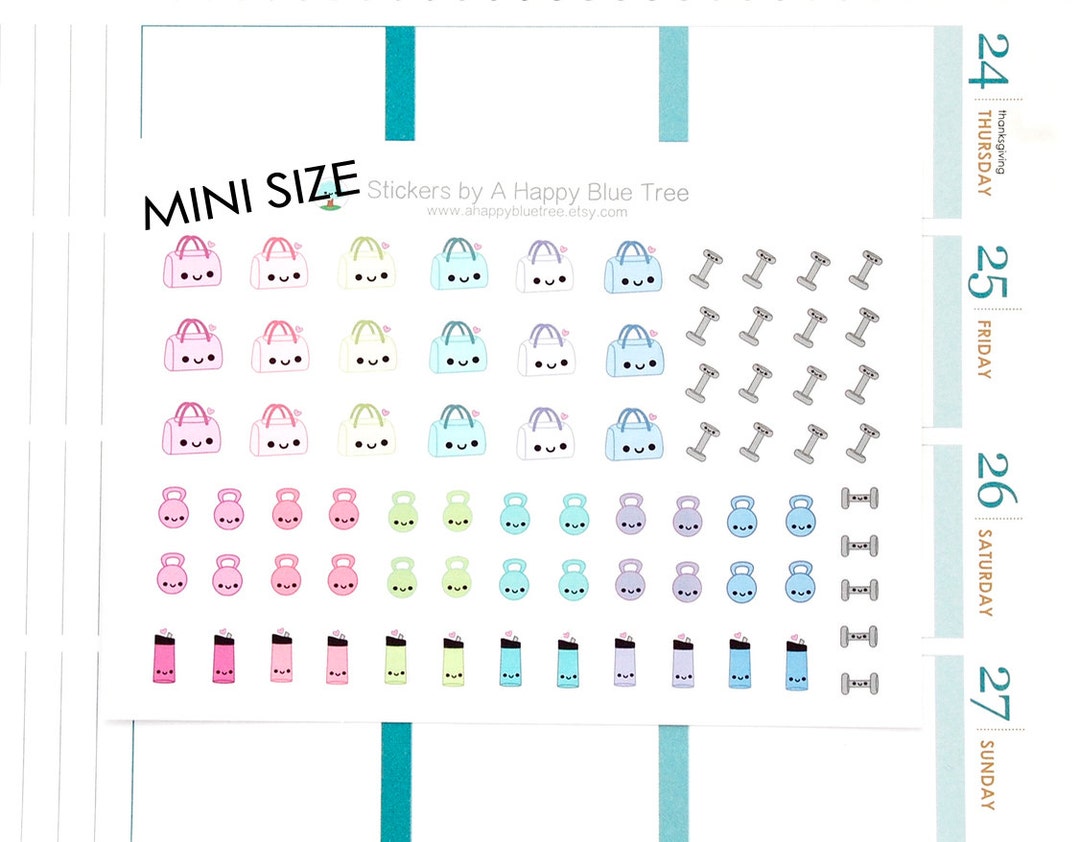 MINI Happy Gym Bag Weights Tracker Reminder Cute Kawaii Planner ...