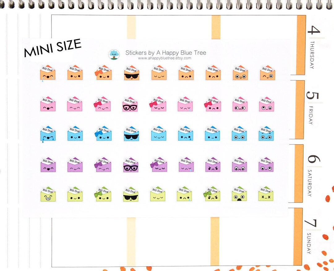 MINI Happy Bill Due EMOTIONS Themed Stickers for Erin Condren Life ...