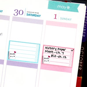 Happy School Study Half Box Reminder Tracker Erin Condren Life Planner Mambi Filofax Midori Kawaii Cute Funny College Examen Huiswerk Klasse