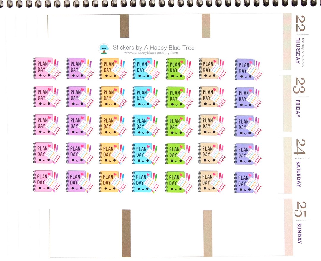 Happy Plan Day Reminder Tracker Cute Kawaii Planner Stickers for Erin ...