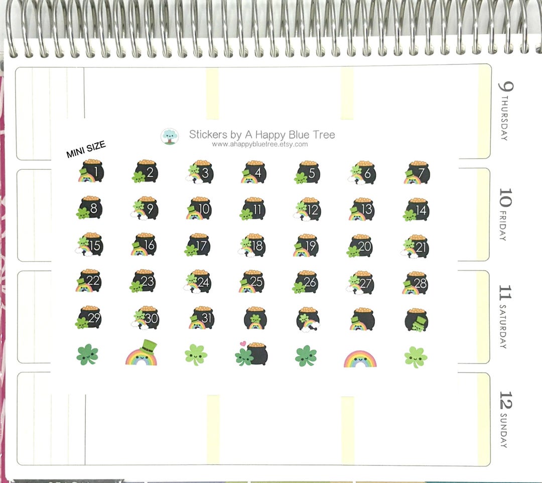 Tiny Happy Pot of Gold St Patrick's Day Monthly Date Dots Covers Erin ...