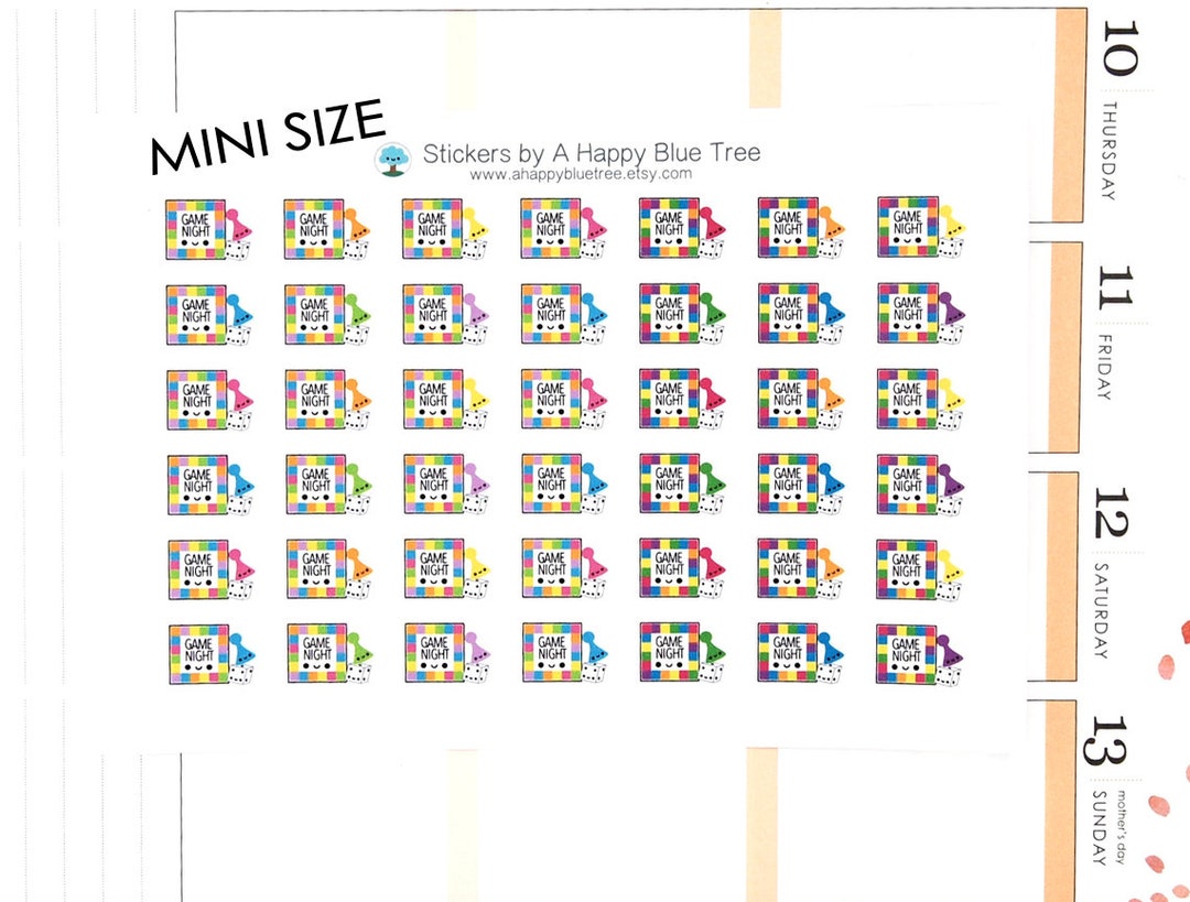 Happy MINI Game Night Reminder Tracker Cute Kawaii Planner Stickers ...