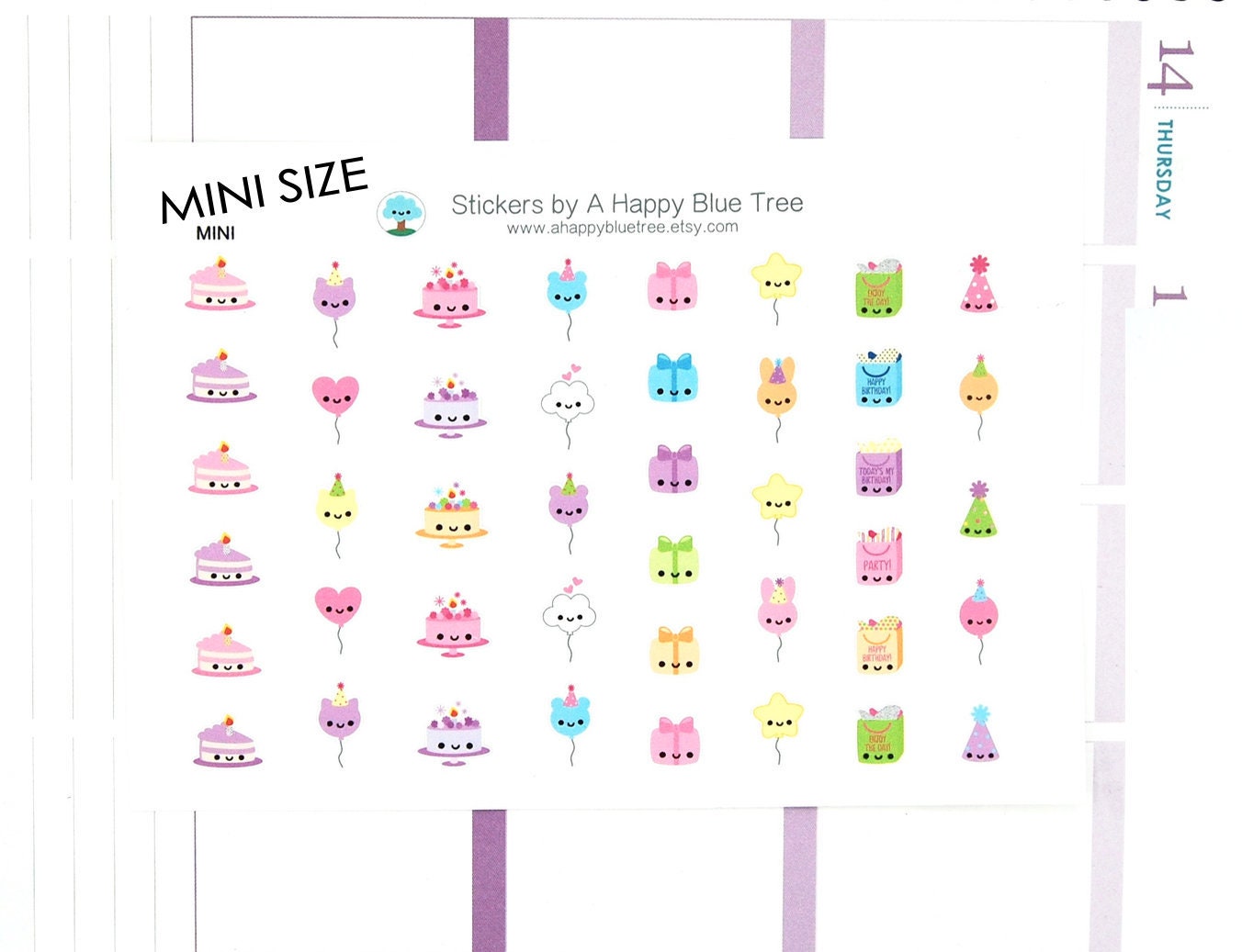 MINI Happy Birthday Themed Stickers Erin Condren Life Planner ECLP Ma…