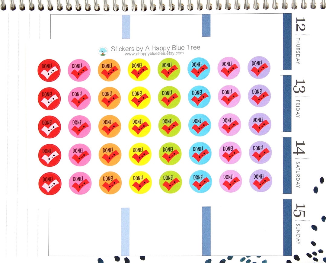 Happy Done Circle Reminder Stickers for Erin Condren Life Planner ECLP ...