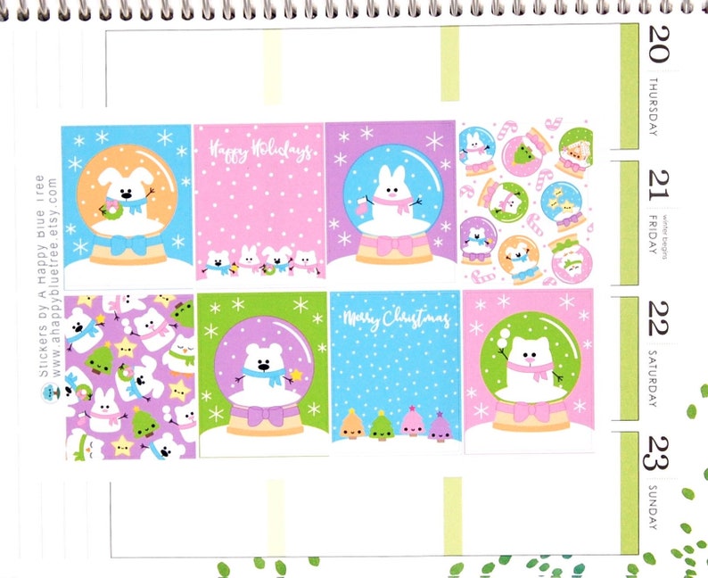Happy Christmas Snow Globes Full Box Themed Stickers VERTICAL Erin ...