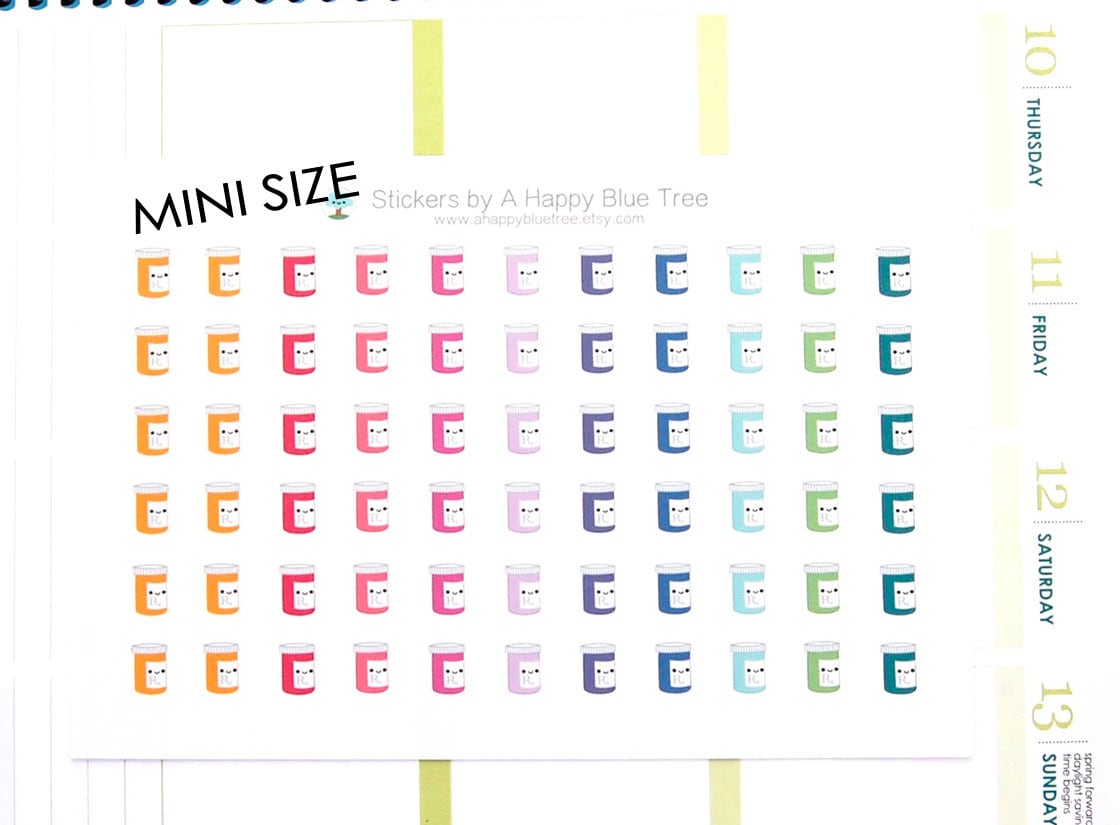 MINI Happy Prescription Bottle Colors Reminder Cute Kawaii Personal P…