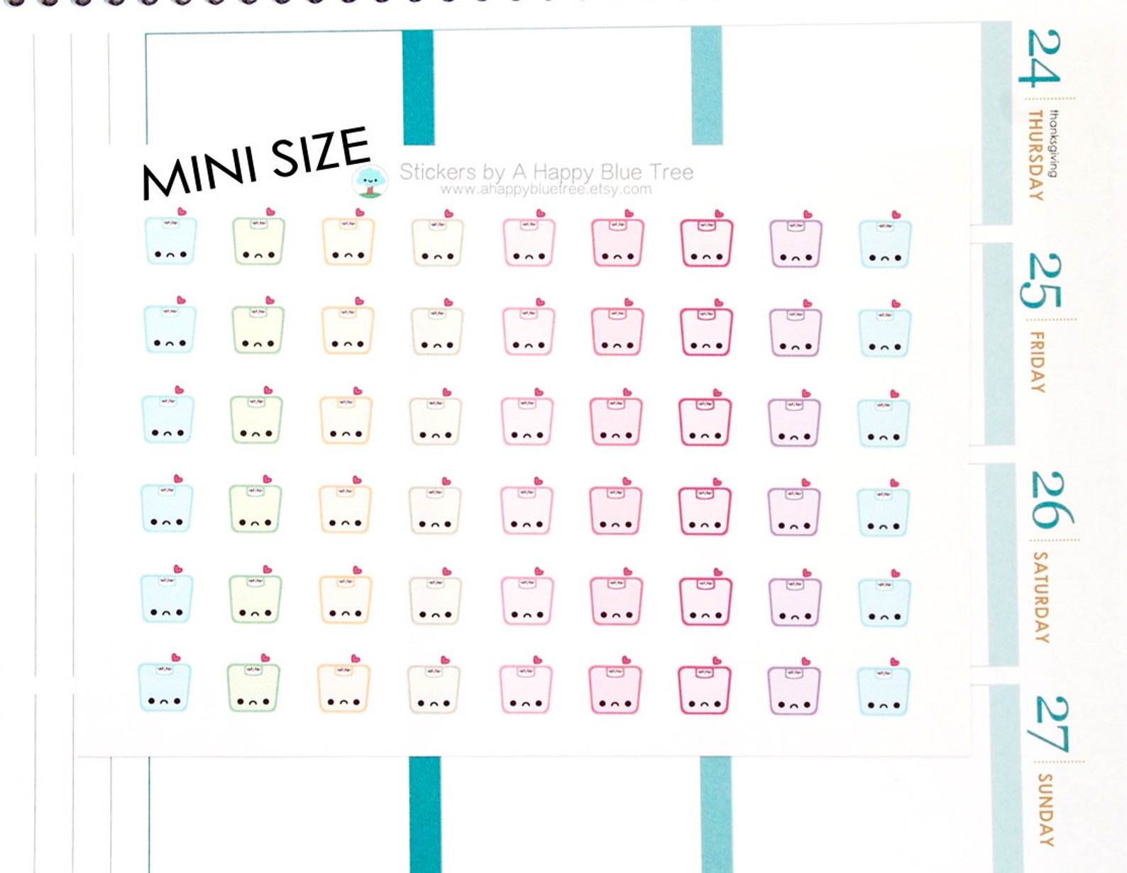 MINI Happy (or Sad) Scale Reminder Tracker Cute Kawaii Planner Stickers ...