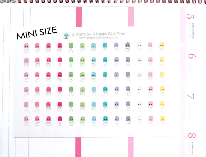 MINI Happy Pills Medicine Reminder Tracker Cute Kawaii Planner Stickers ...