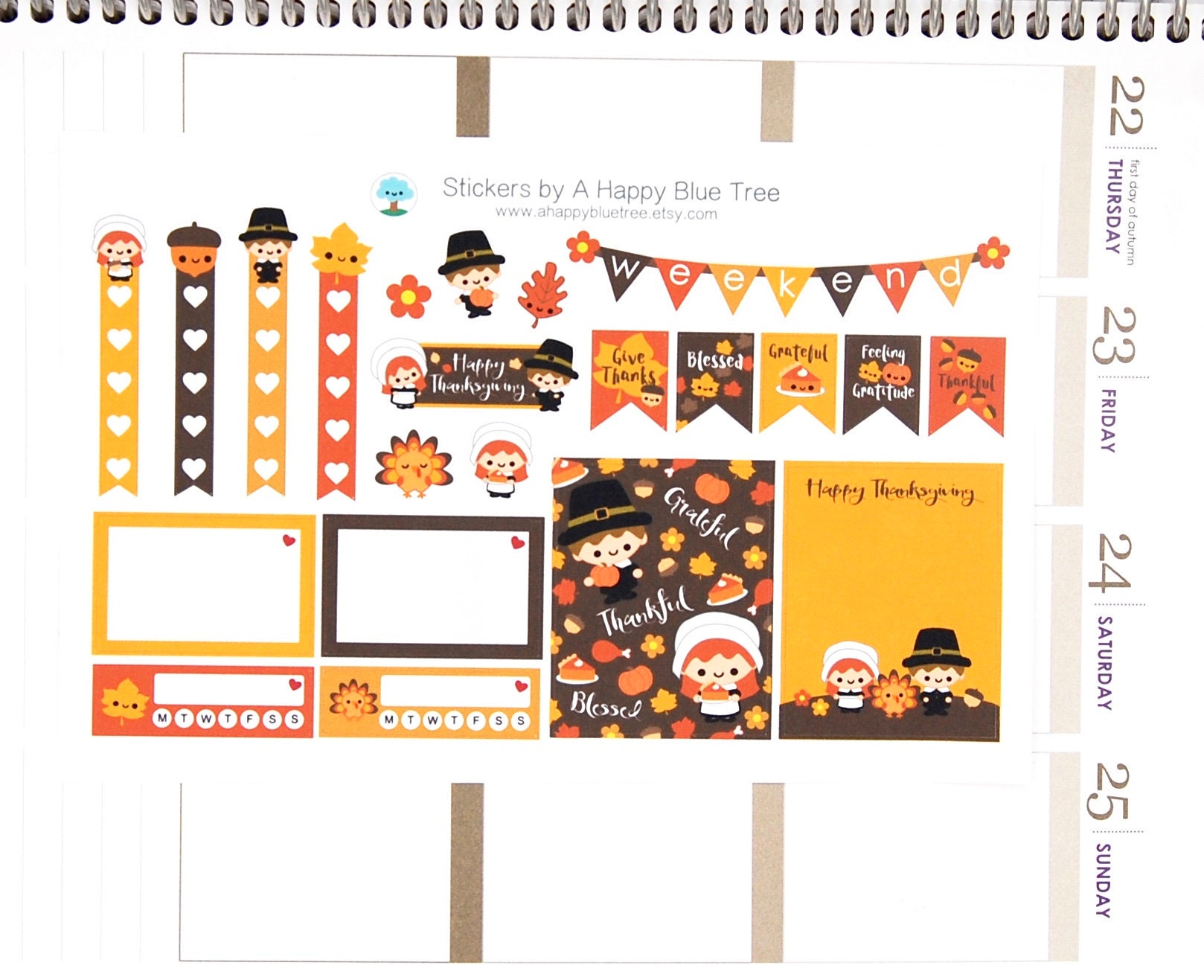Happy Thanksgiving Friends Sticker Set VERTICAL Erin Condren Life ...