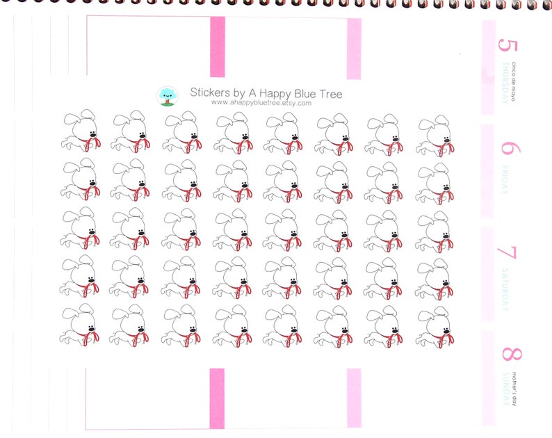 Walk Your Happy Dog Reminder Kawaii Stickers for Erin Condren Life Planner Personal Midori Filofax Kikkik Plum Brown White Funny Cute Puppy image 3