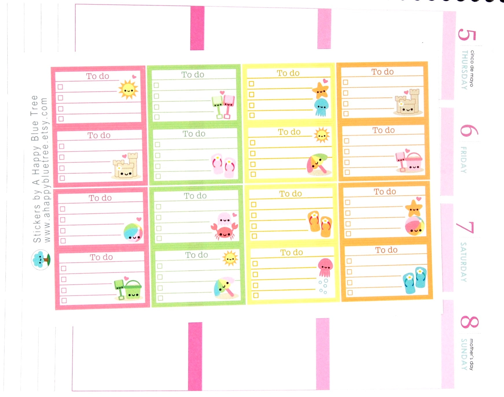 Happy Beach Summer to Do List Half Box Stickers Erin Condren Life ...