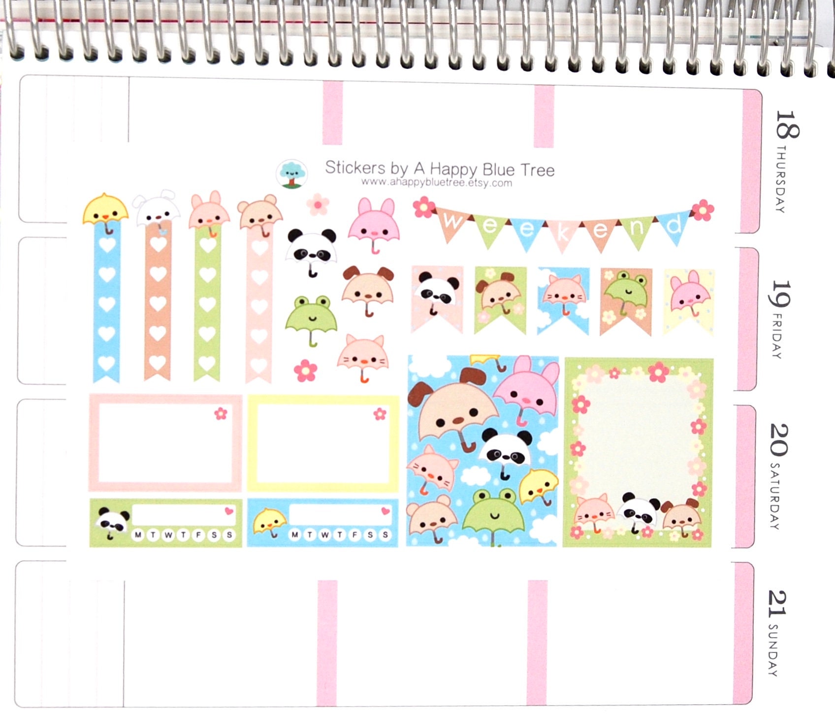 Happy Umbrella Friends Sticker Set VERTICAL Erin Condren Life Planner ...