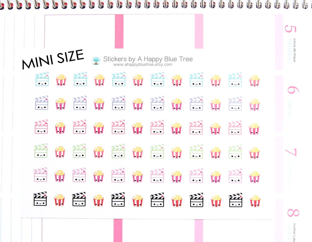 MINI Happy Movie Popcorn Tracker Reminder Cute Kawaii Planner Stickers ...