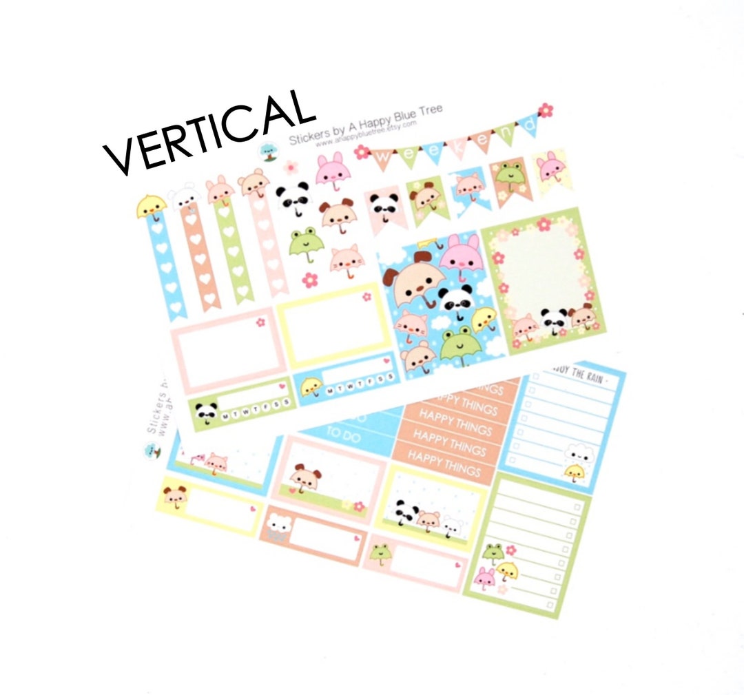 Happy Umbrella Friends Sticker Set VERTICAL Erin Condren Life Planner ...