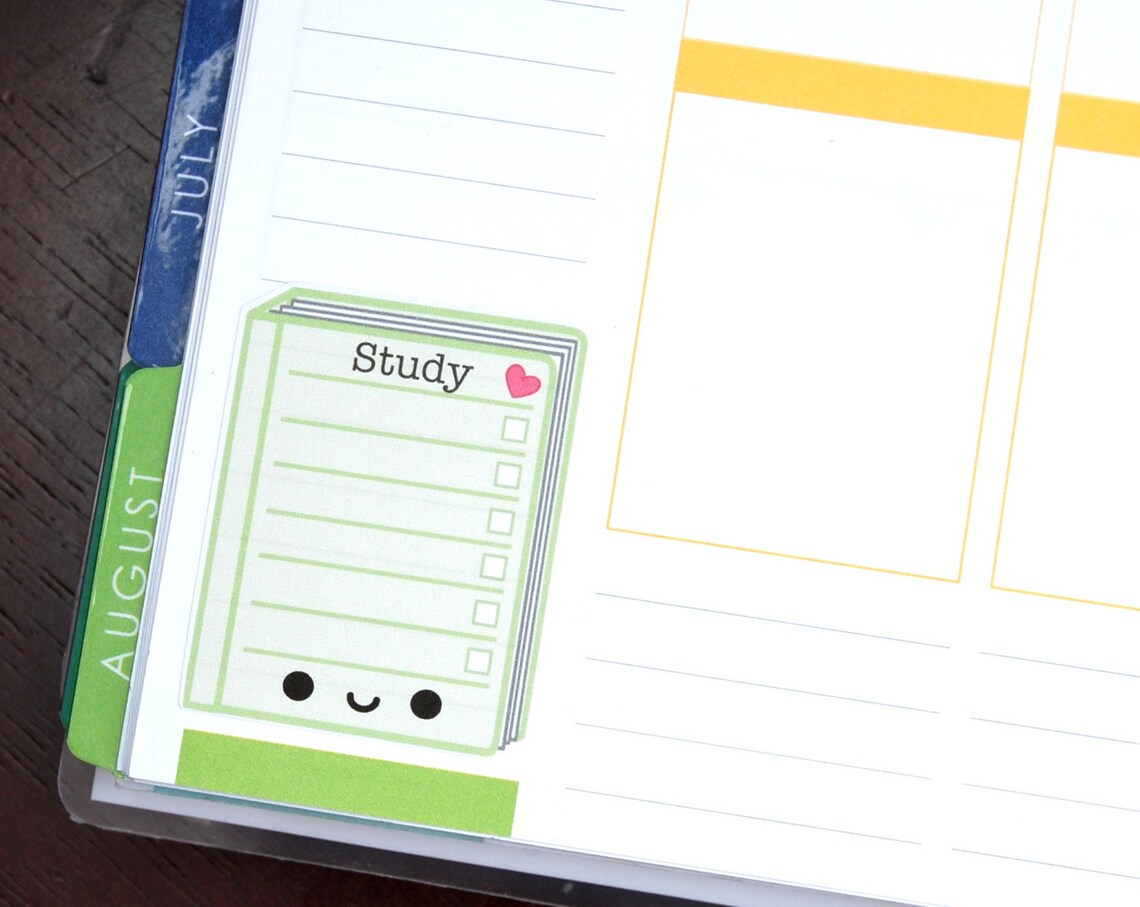 Happy Study Full Box Tracker Reminder Cute Kawaii Planner Stickers Erin ...