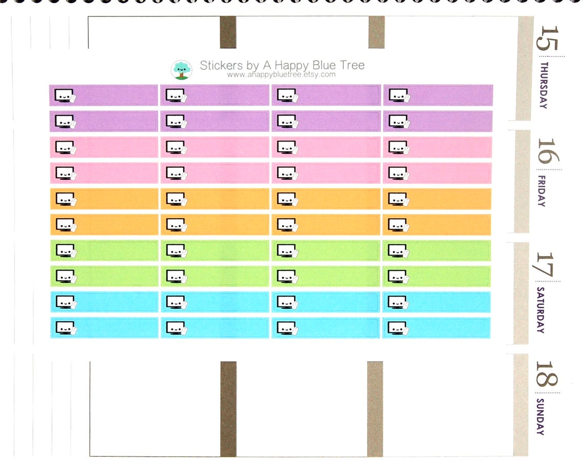 Happy TV Television THIN Label Tracker Reminder Cute Kawaii Planner ...