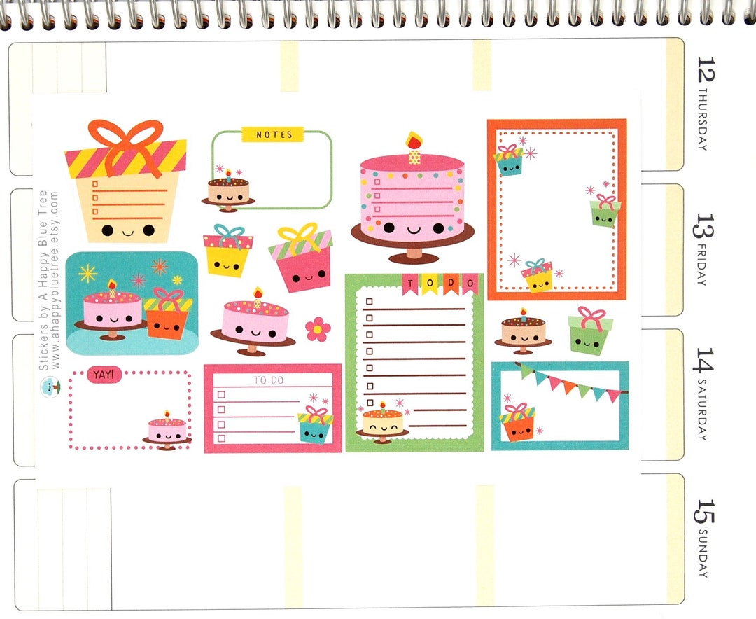 Happy Party Present Variety Mix Cute Kawaii Planner Stickers Erin ...