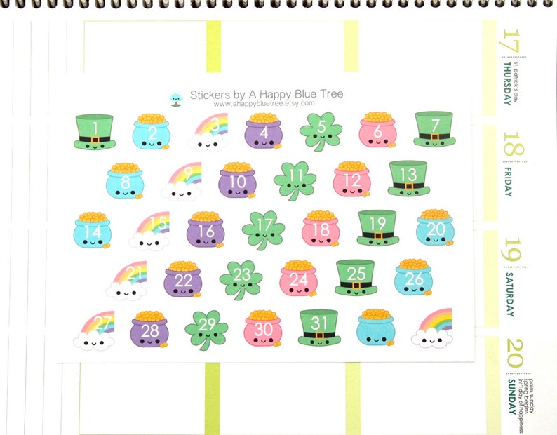 Happy Lucky St Patricks Day Sticker Set VERTICAL Erin Condren Life ...