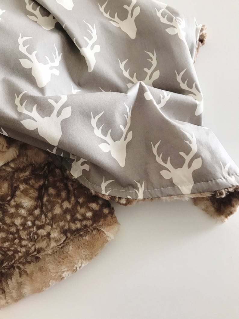 Gray Deer Faux Fur Blanket Deer Baby Blanket Grey Gray Etsy