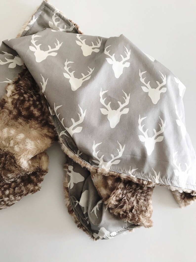 Gray Deer Faux Fur Blanket Deer Baby Blanket Grey Gray Etsy