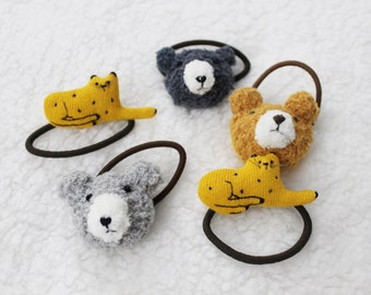 Soft Knit Stuffed Animal Hair Ties, Hair gifts, Hair Accessories, Animals Ponytail Holder