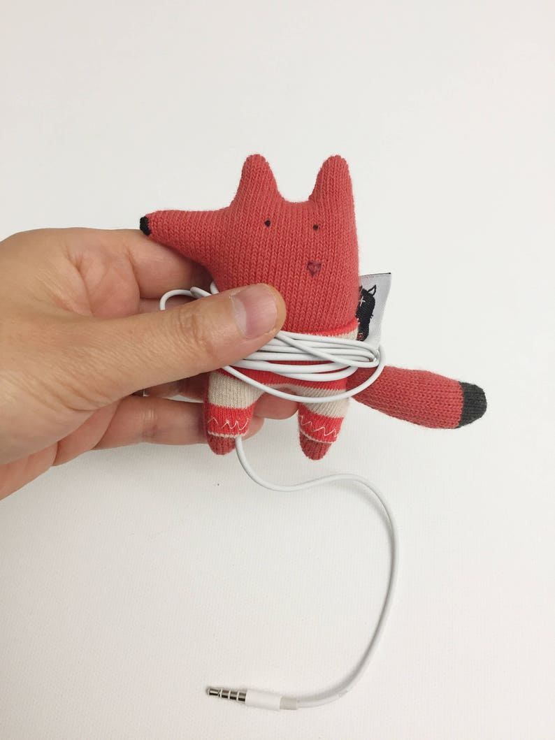 Soft Knit Earphone Case Fox Brooch Fox Earphone Holder Fox Etsy