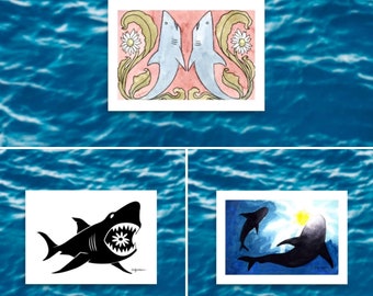 Sharks & Daisies Series // 5x7 Art Prints