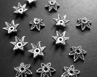 ESC-BC40: Antique Silver Spike Bead Caps (15pcs)