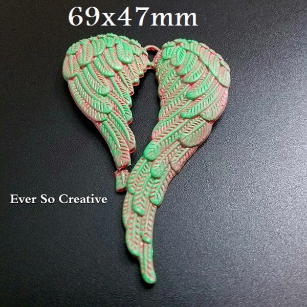 Vintaj Patina: Jade/Verdigris  & Pink Vintaj Patina Angel Wing Pendant