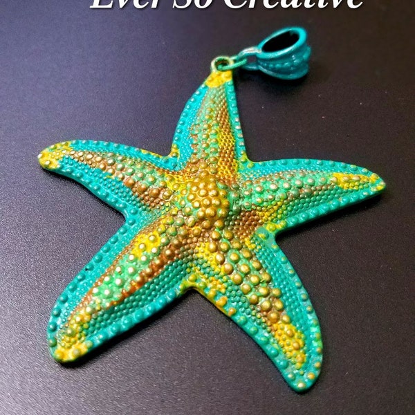 PBE05: Vintaj Patina Starfish Assembled Pendant